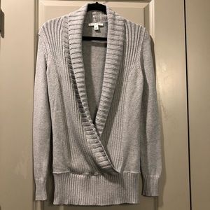 Banana Republic | Gray Faux Wrap Knit Sweater